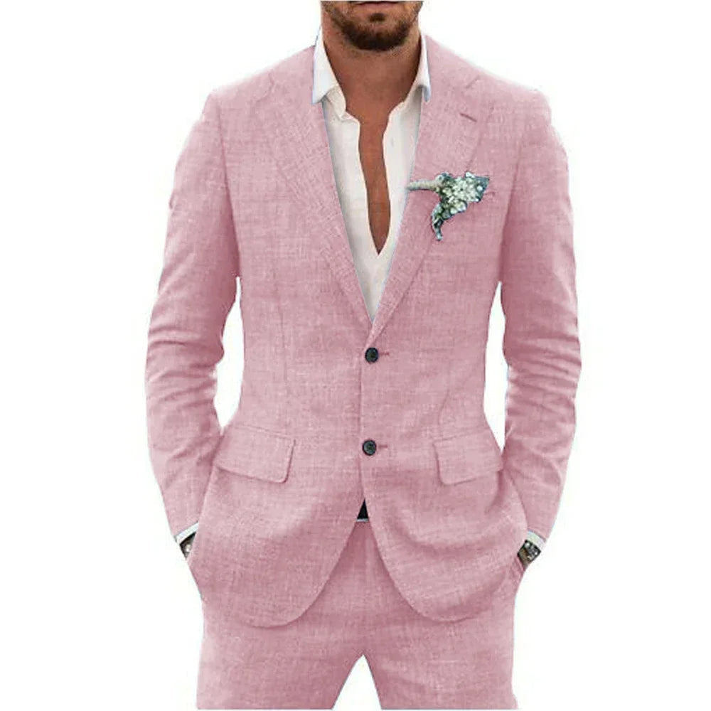 Men's Linen Slim Fit Suit for Weddings and Formal Events 3