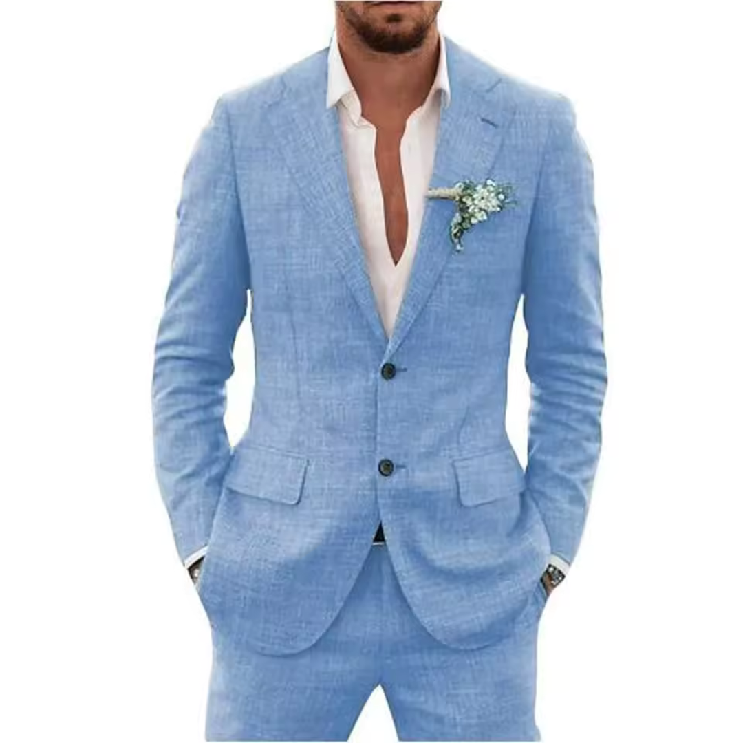 Men's Linen Slim Fit Suit for Weddings and Formal Events 5