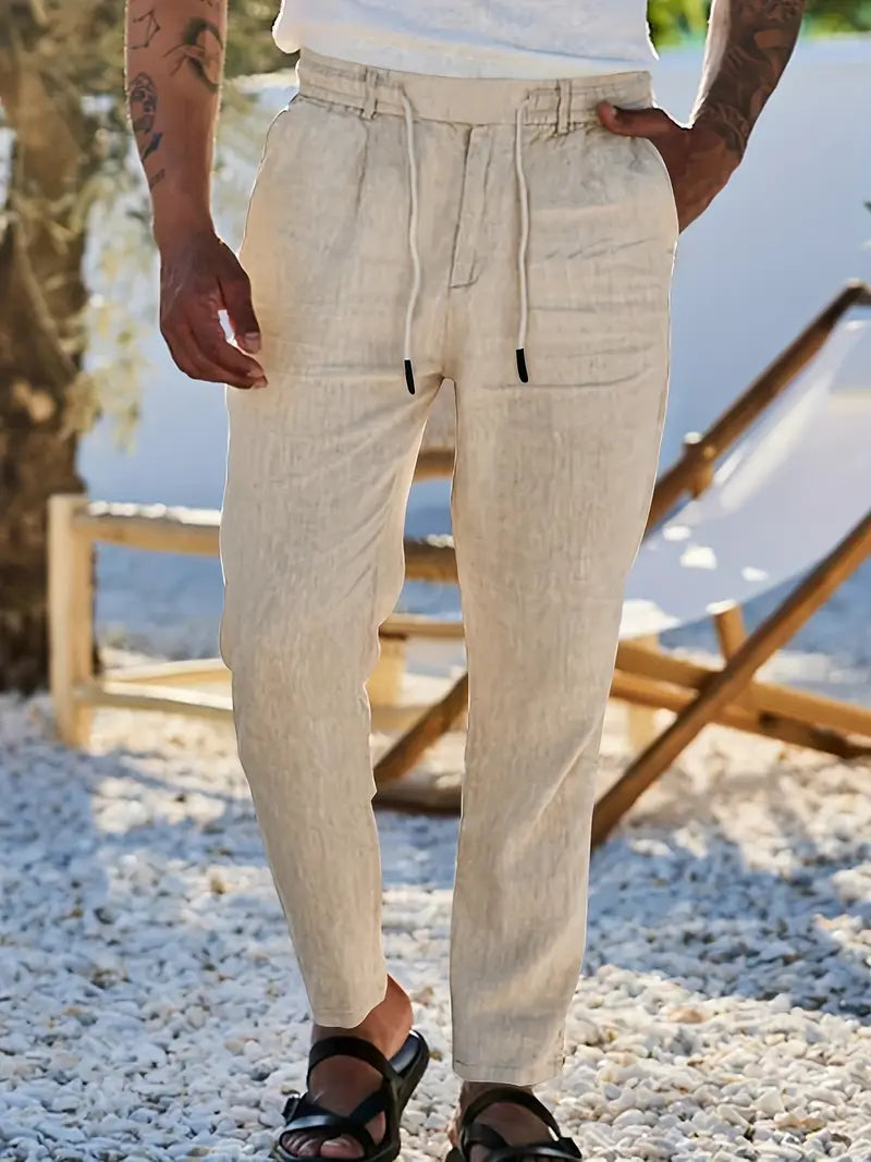 Men's Linen Summer Pants - Lightweight Relaxed Fit 1