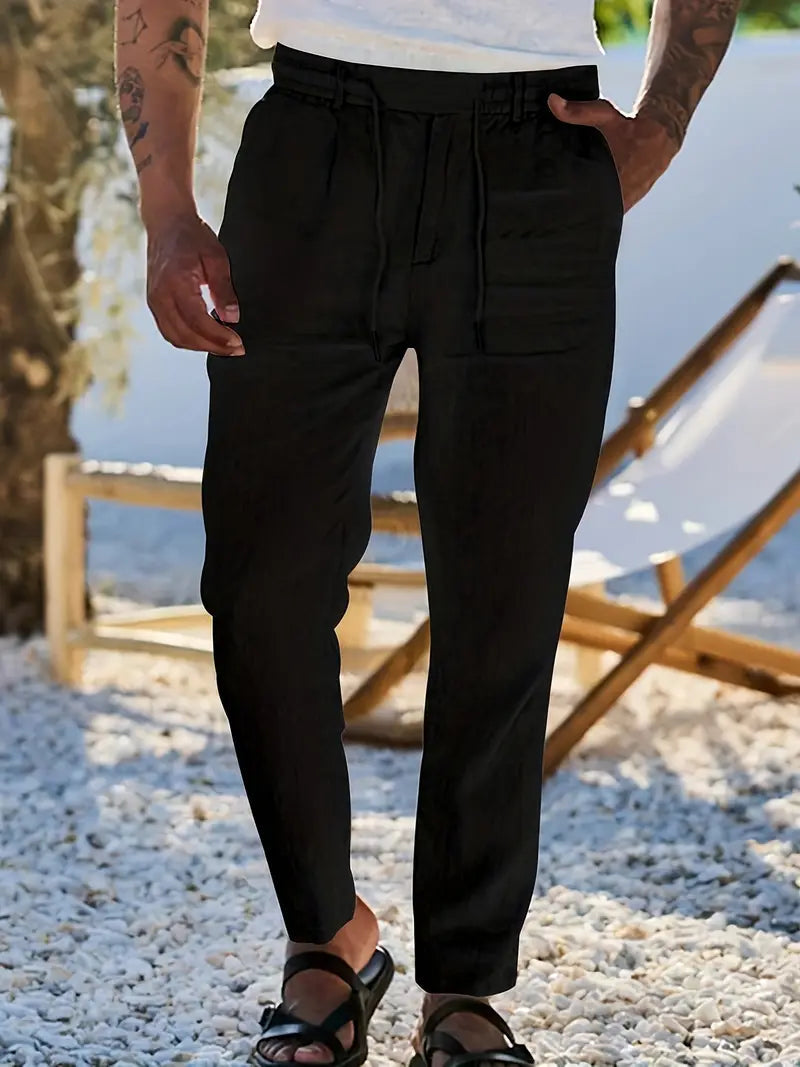 Men's Linen Summer Pants - Lightweight Relaxed Fit 2