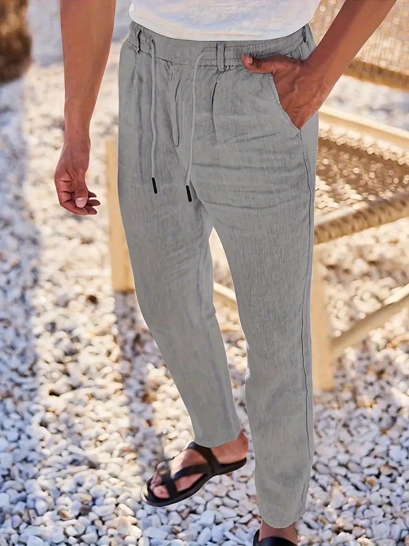 Men's Linen Summer Pants - Lightweight Relaxed Fit 3