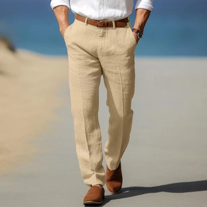 Men's Linen Summer Pants - Relaxed Fit Casual Trousers 2