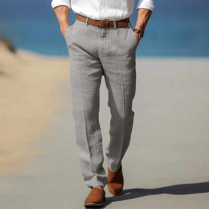 Men's Linen Summer Pants - Relaxed Fit Casual Trousers 4