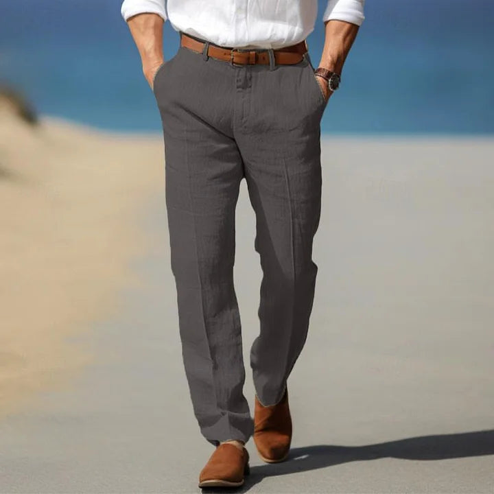 Men's Linen Summer Pants - Relaxed Fit Casual Trousers 5