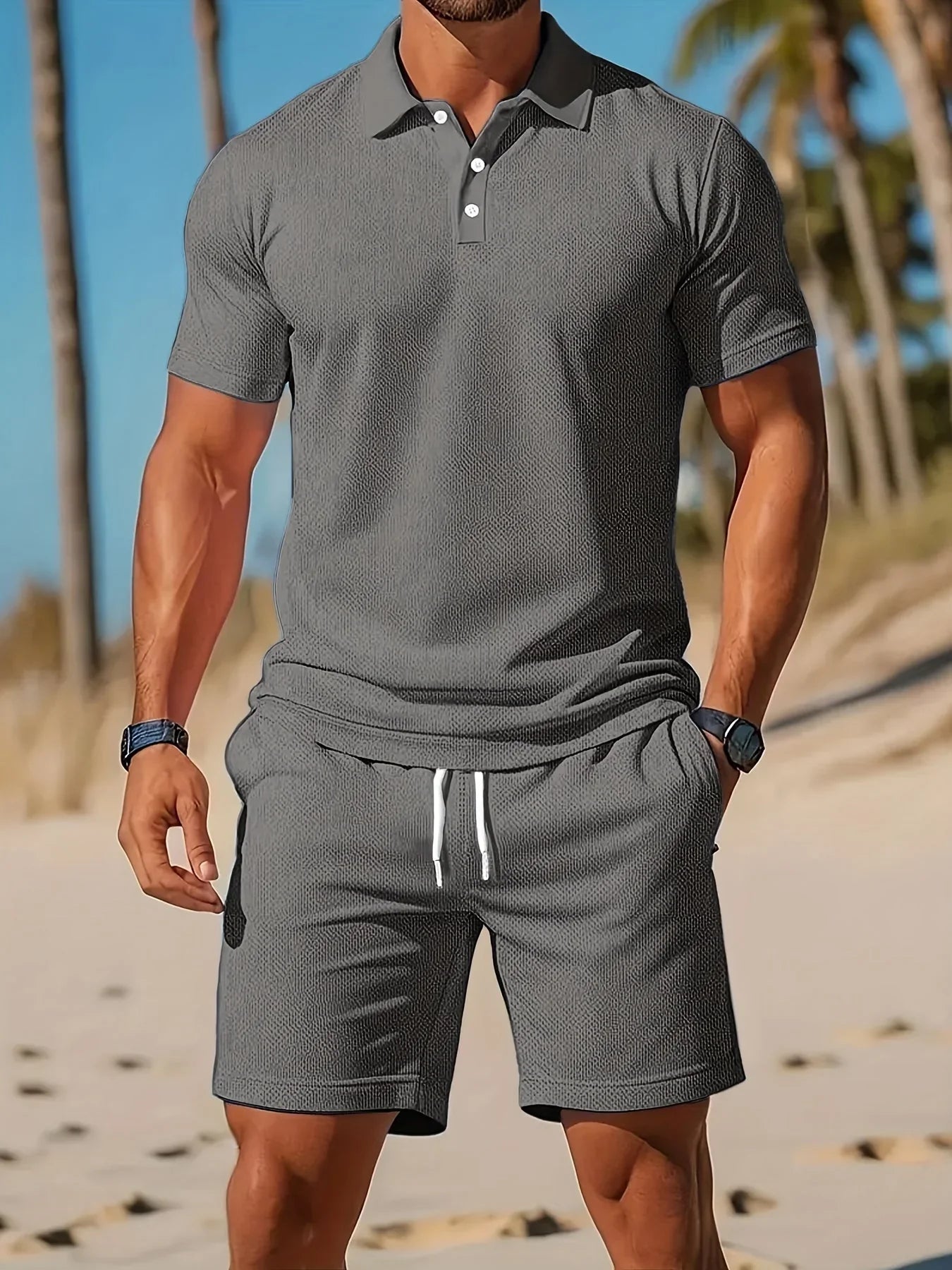 Men's Polo Shirt and Shorts Set - Stylish Casual Outfit 2