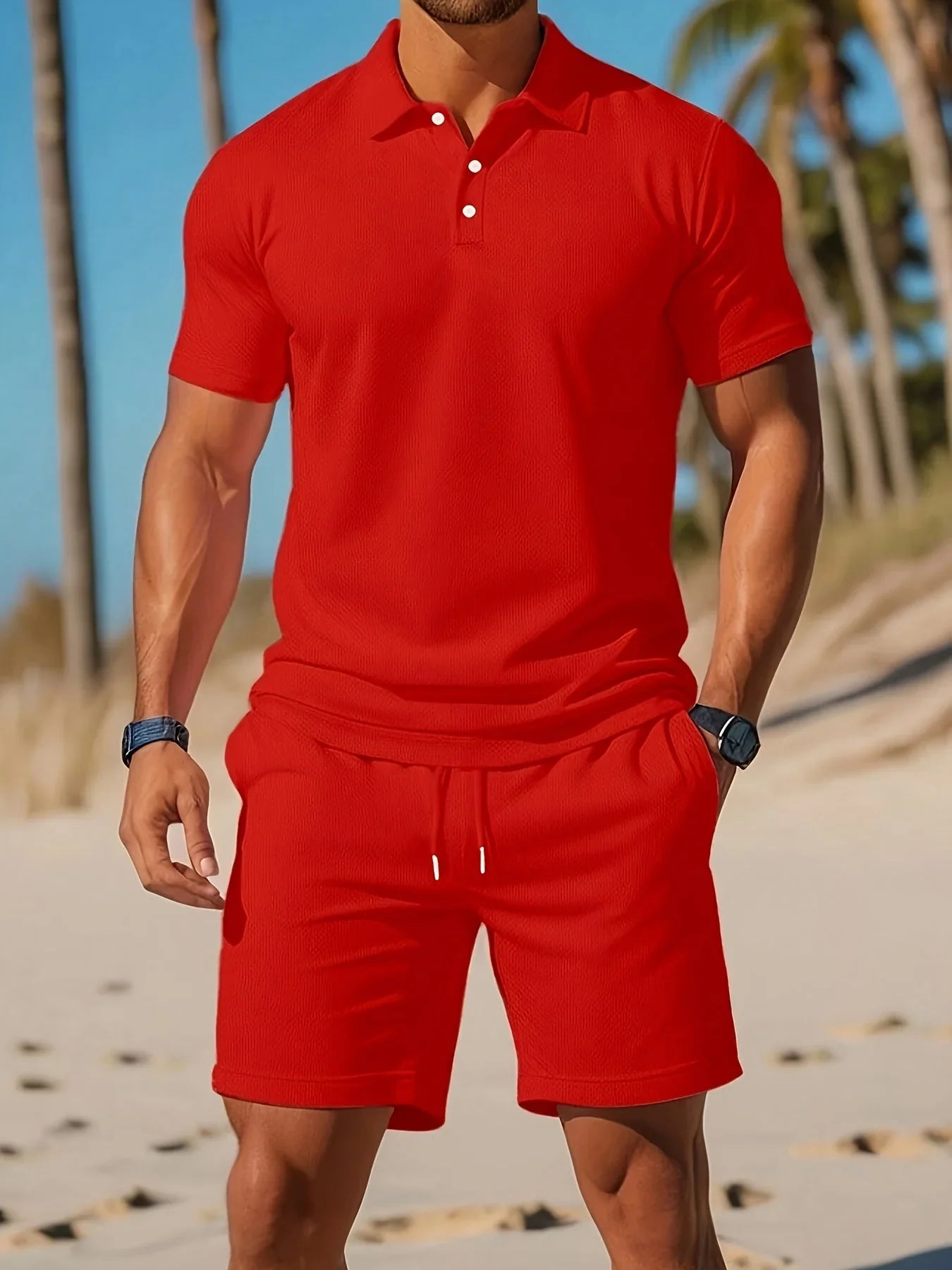 Men's Polo Shirt and Shorts Set - Stylish Casual Outfit 9