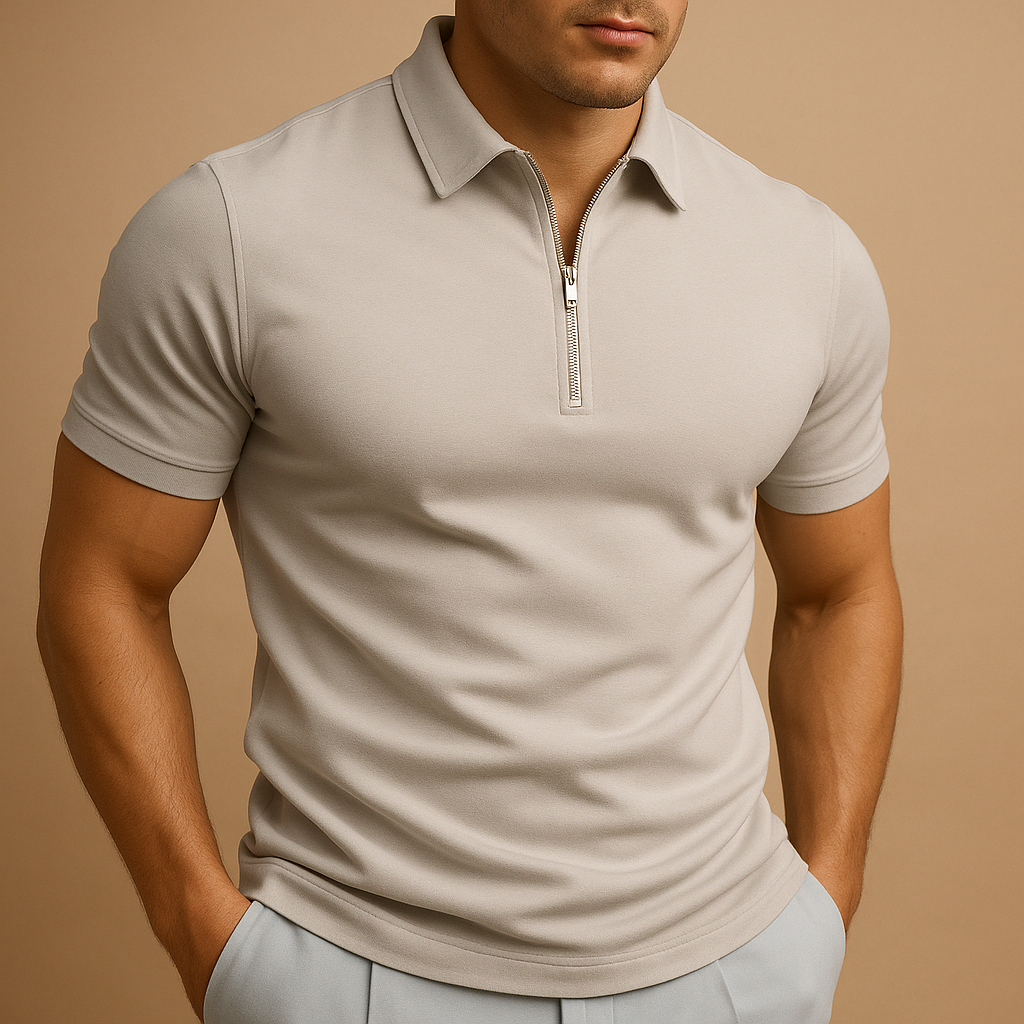 Men's Polo Shirt with Zipper - Slim Fit Modern Design 3