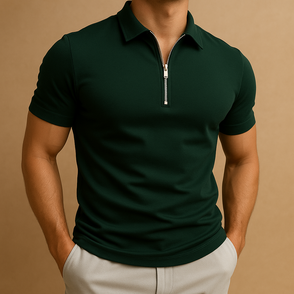 Men's Polo Shirt with Zipper - Slim Fit Modern Design 4