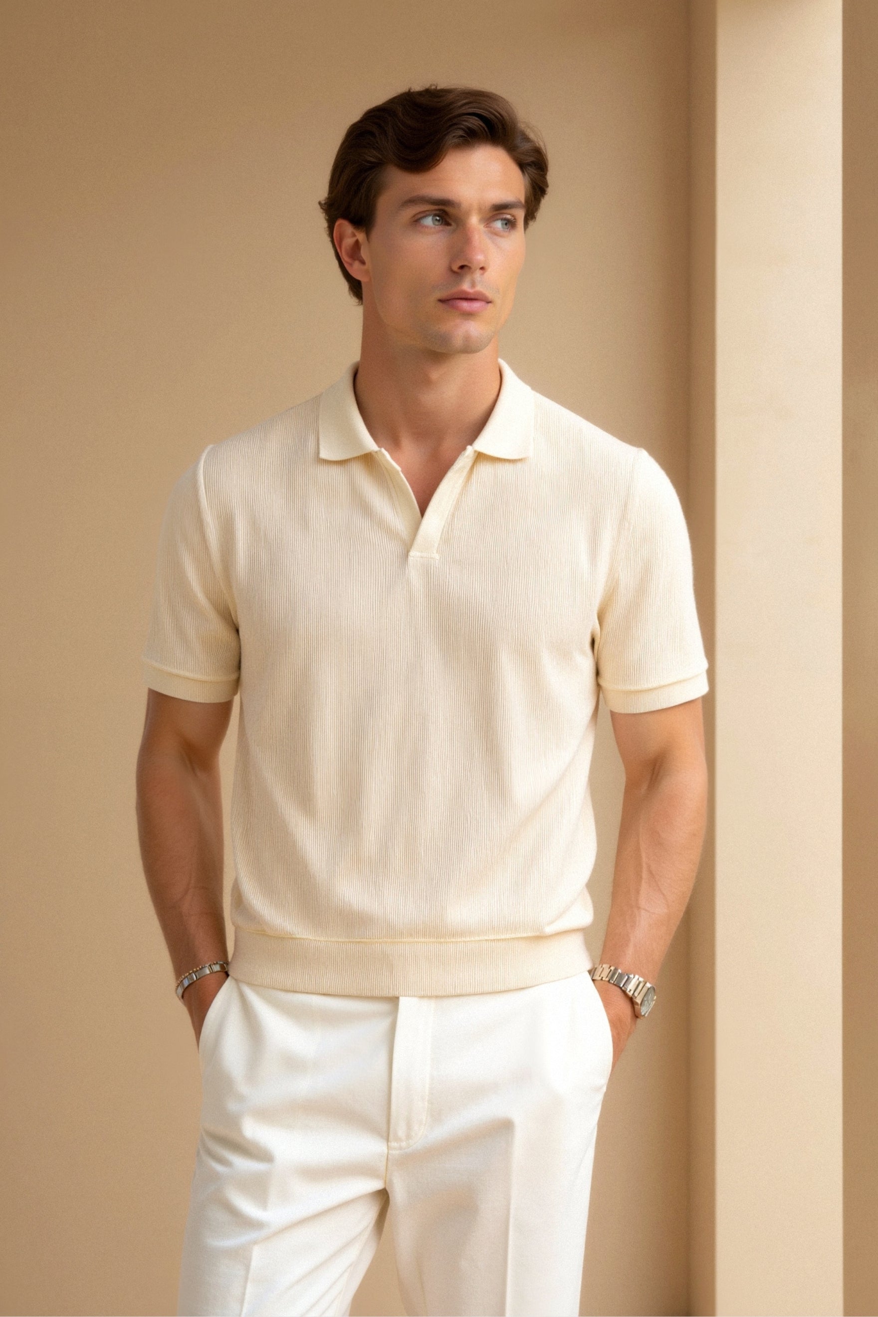 Men's Short Sleeve V-Neck Polo Shirt 1