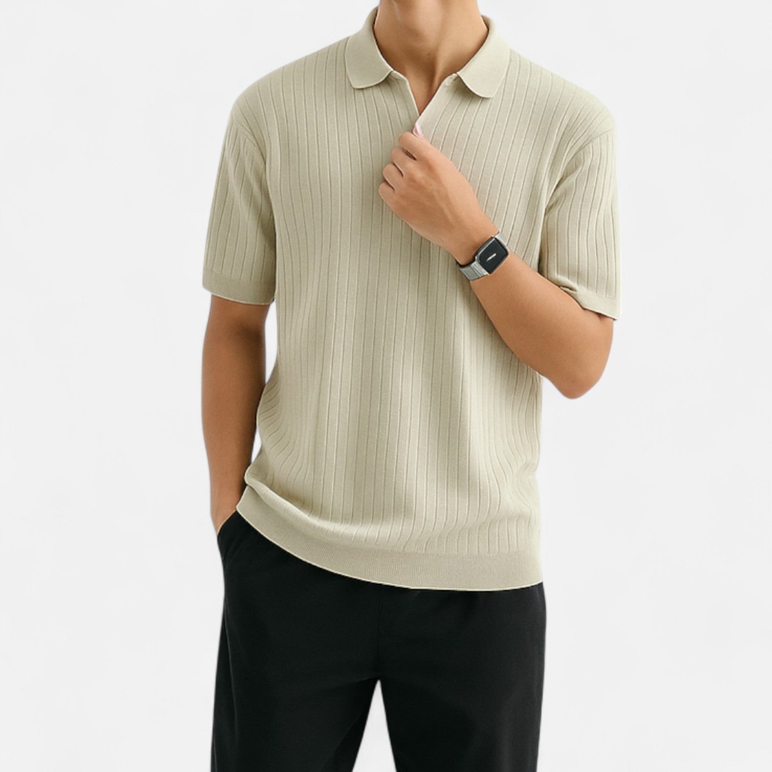 Men's Silk Polo Shirt - Elegant Short Sleeve Polo for Men 0