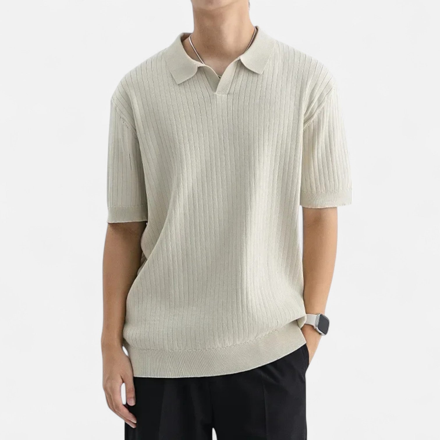 Men's Silk Polo Shirt - Elegant Short Sleeve Polo for Men 1