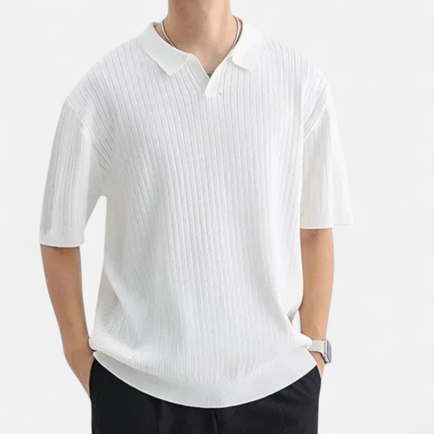 Men's Silk Polo Shirt - Elegant Short Sleeve Polo for Men 10