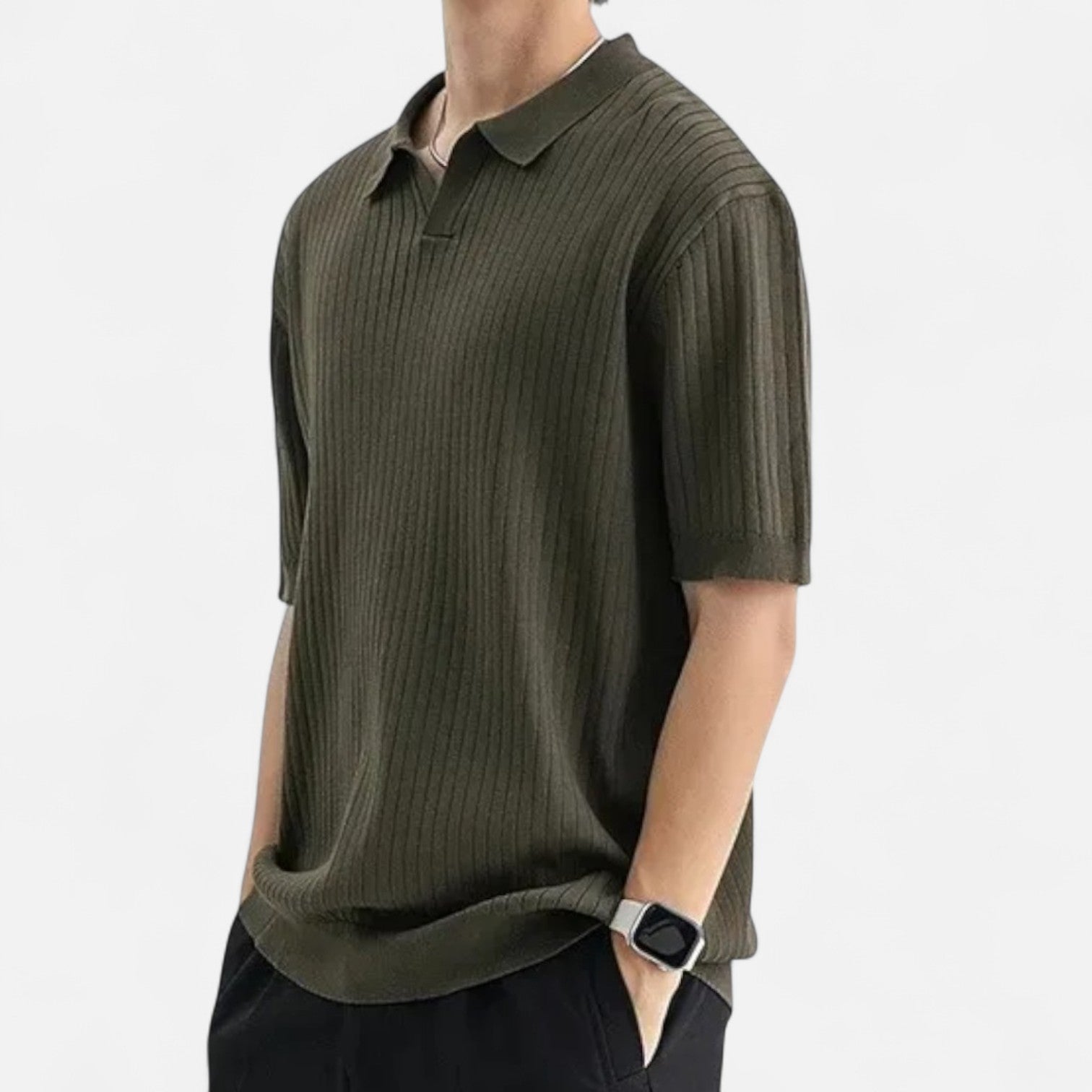 Men's Silk Polo Shirt - Elegant Short Sleeve Polo for Men 6