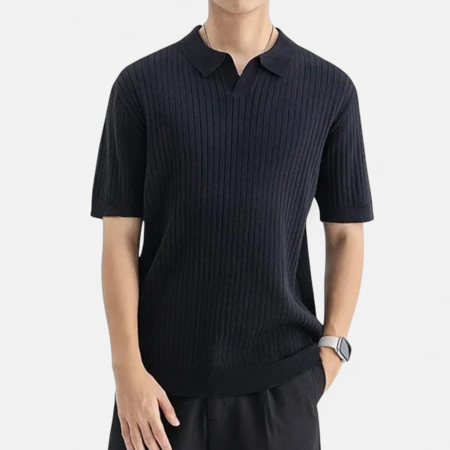 Men's Silk Polo Shirt - Elegant Short Sleeve Polo for Men 7