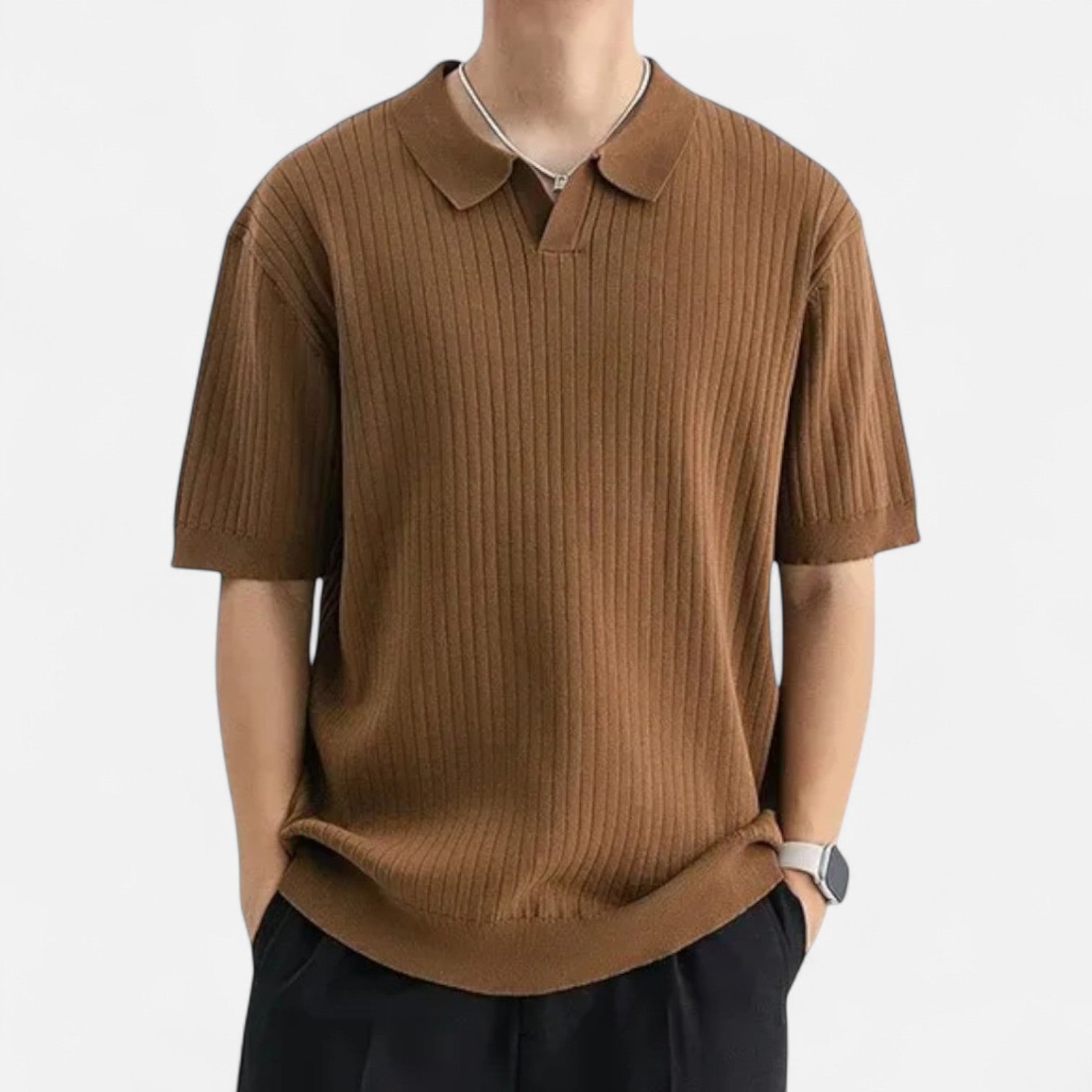 Men's Silk Polo Shirt - Elegant Short Sleeve Polo for Men 8