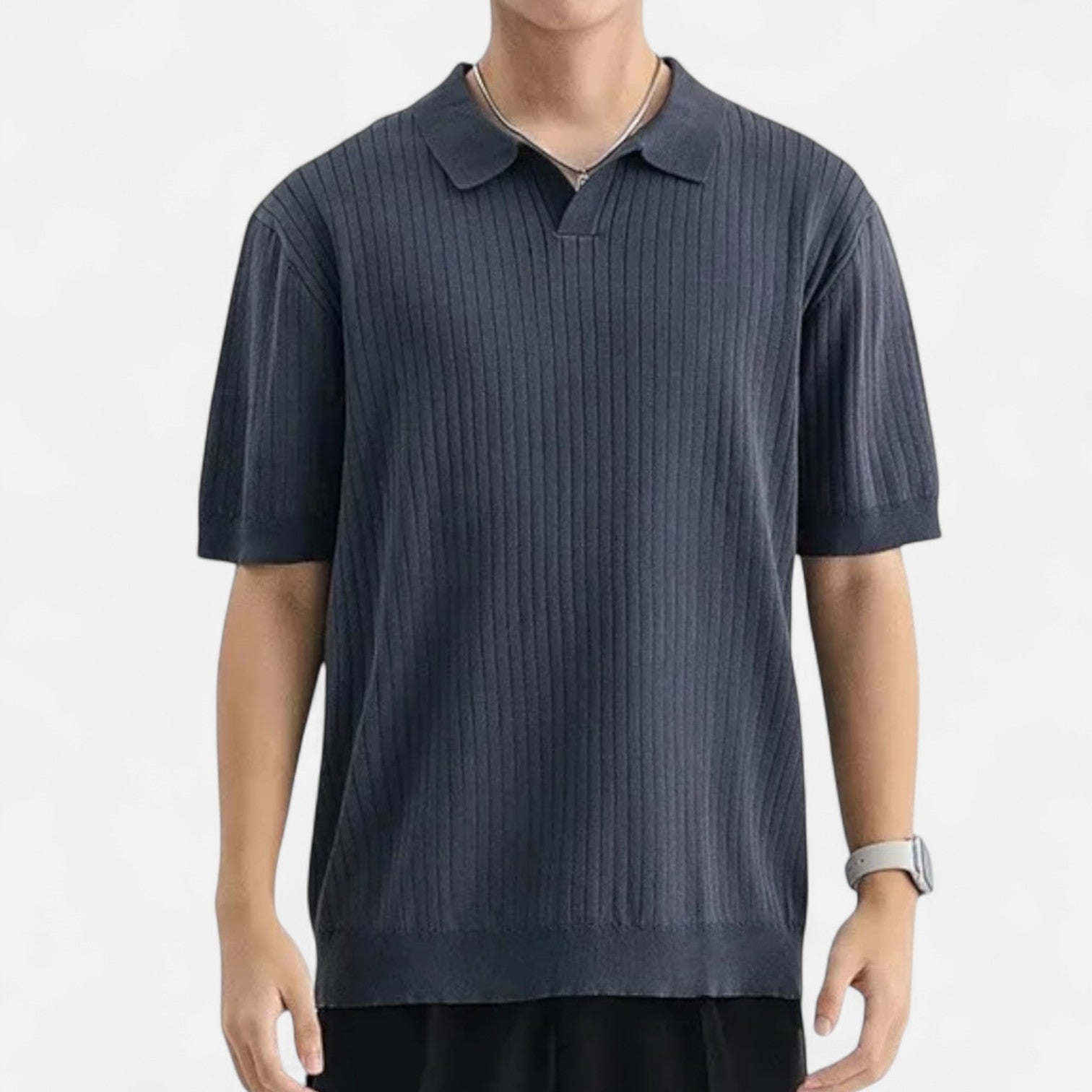 Men's Silk Polo Shirt - Elegant Short Sleeve Polo for Men 9
