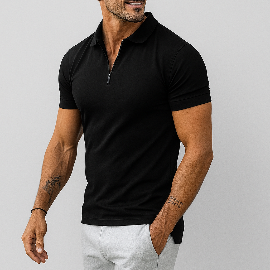 Men's Slim Fit Polo Shirt with Half Zip 1