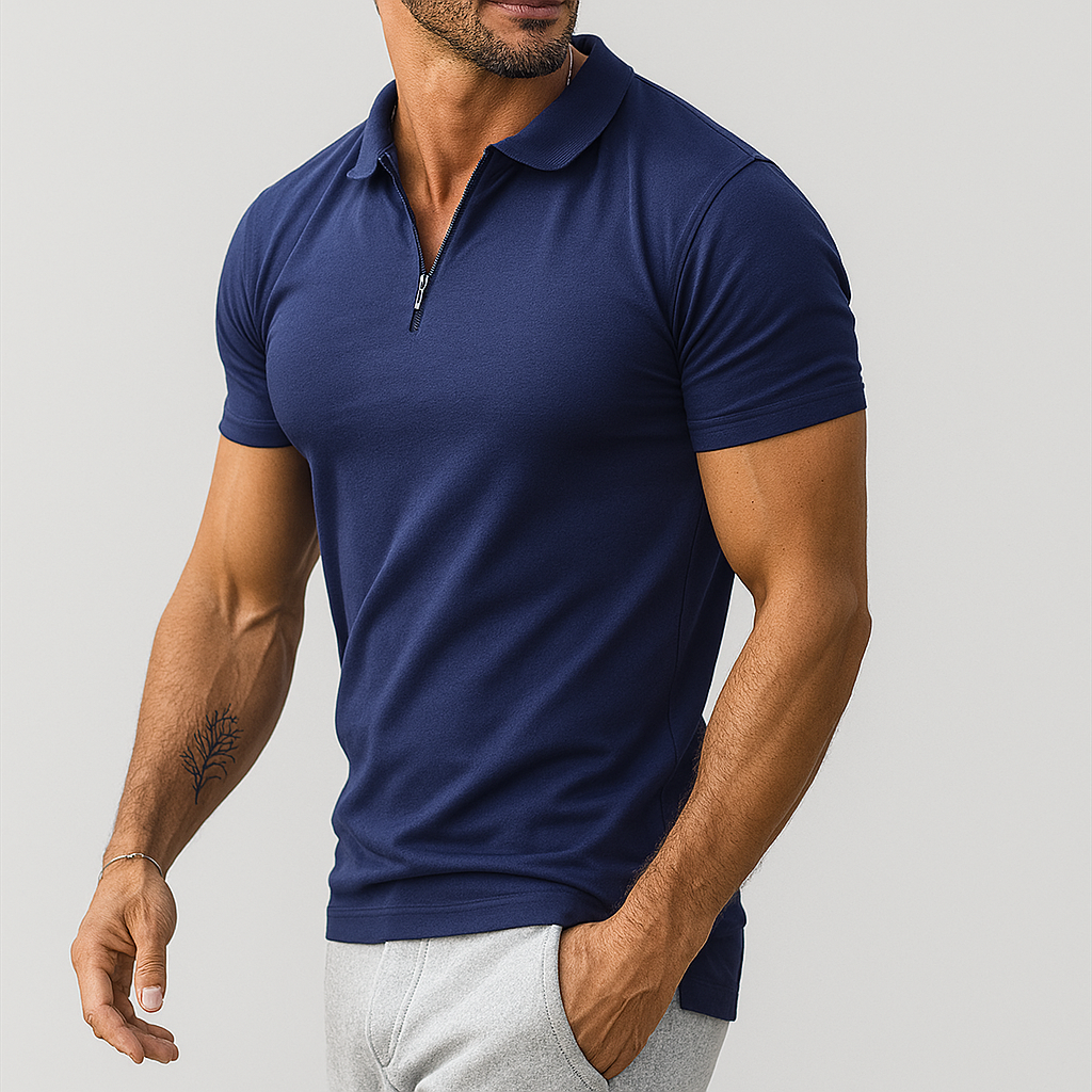 Men's Slim Fit Polo Shirt with Half Zip 2