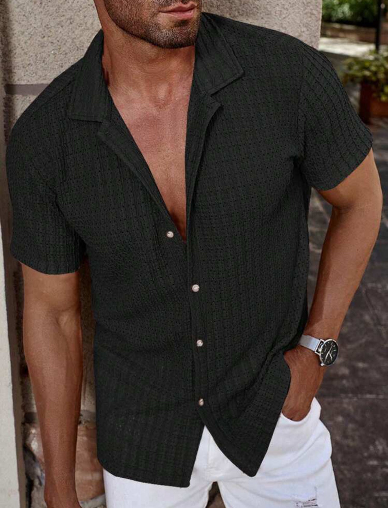 Men's Slim Fit Short Sleeve Casual Shirt 0