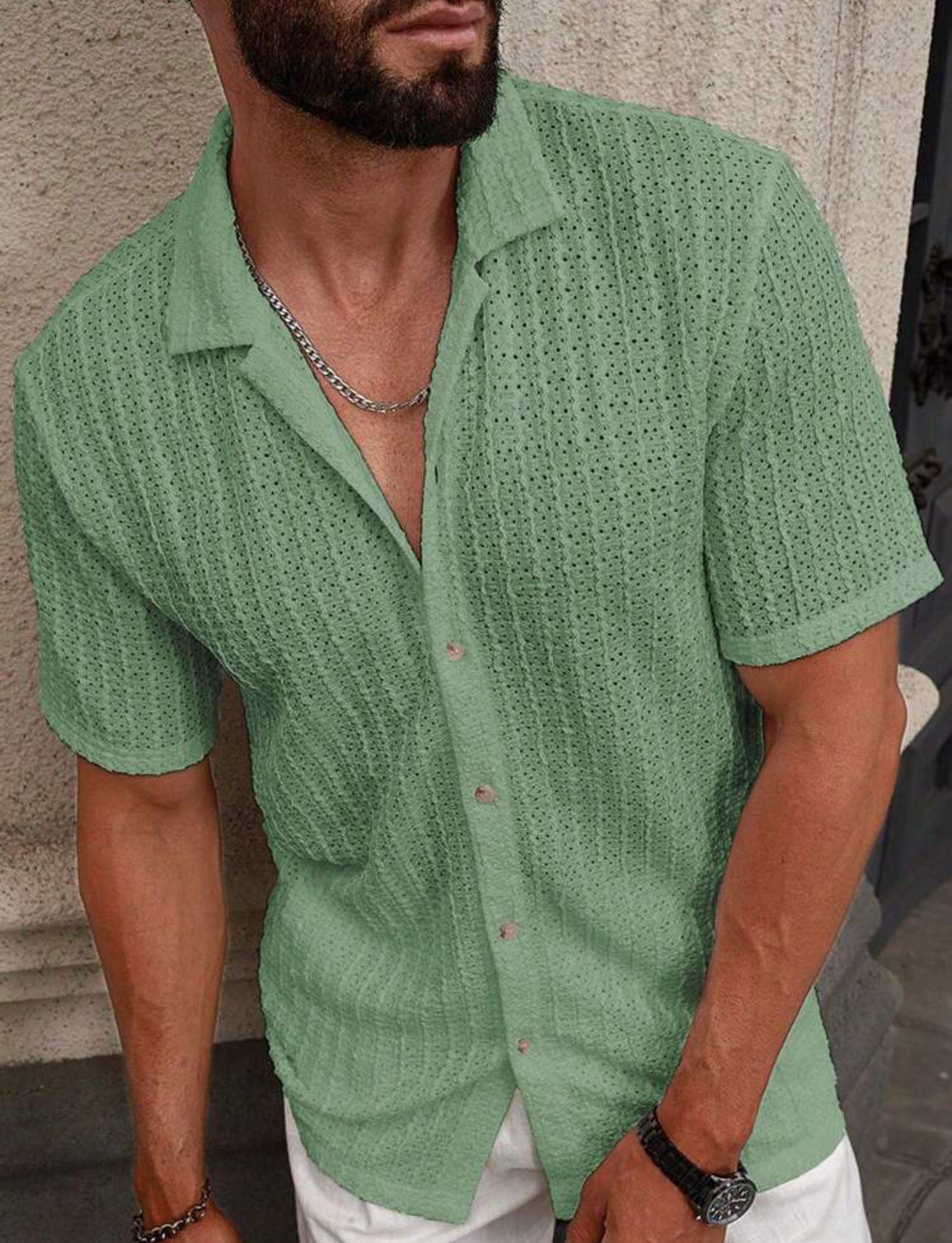 Men's Slim Fit Short Sleeve Casual Shirt 11