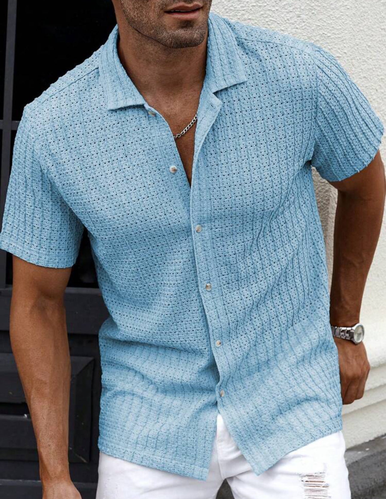 Men's Slim Fit Short Sleeve Casual Shirt 12