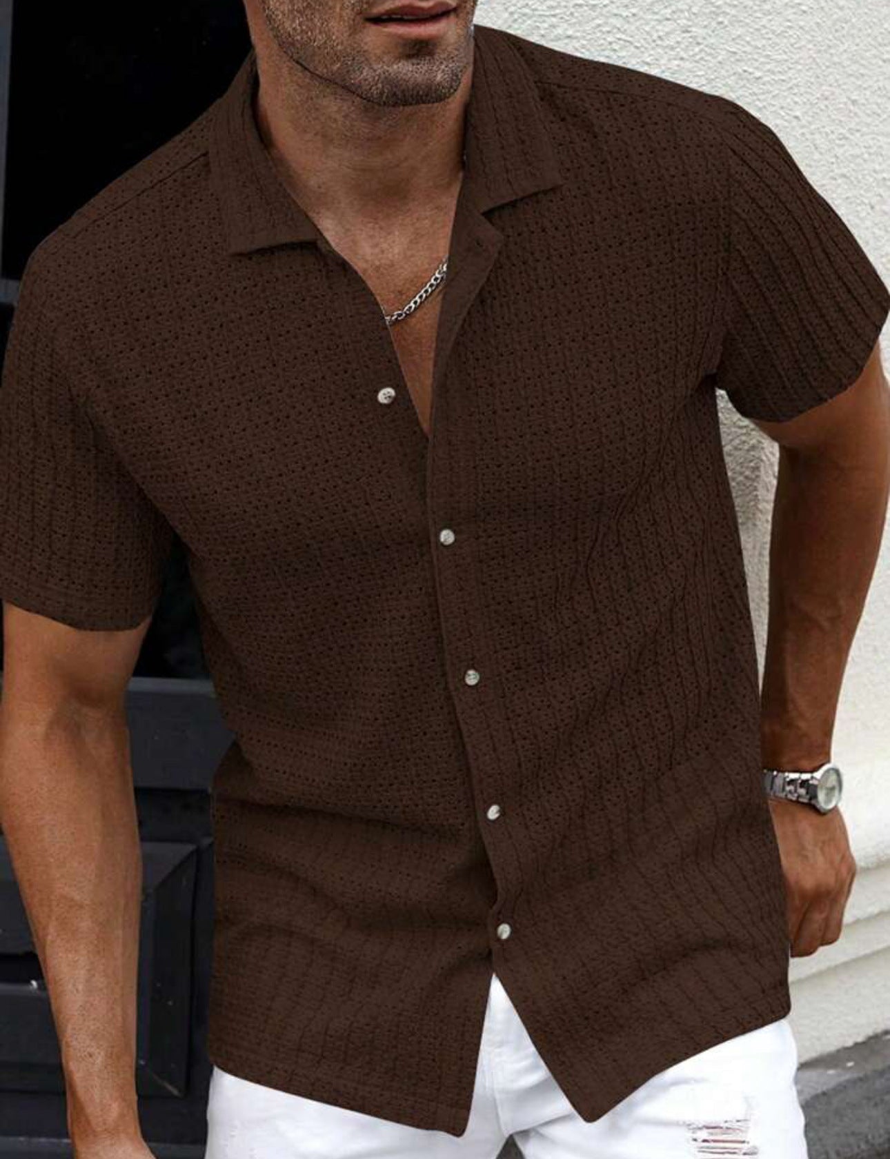Men's Slim Fit Short Sleeve Casual Shirt 7