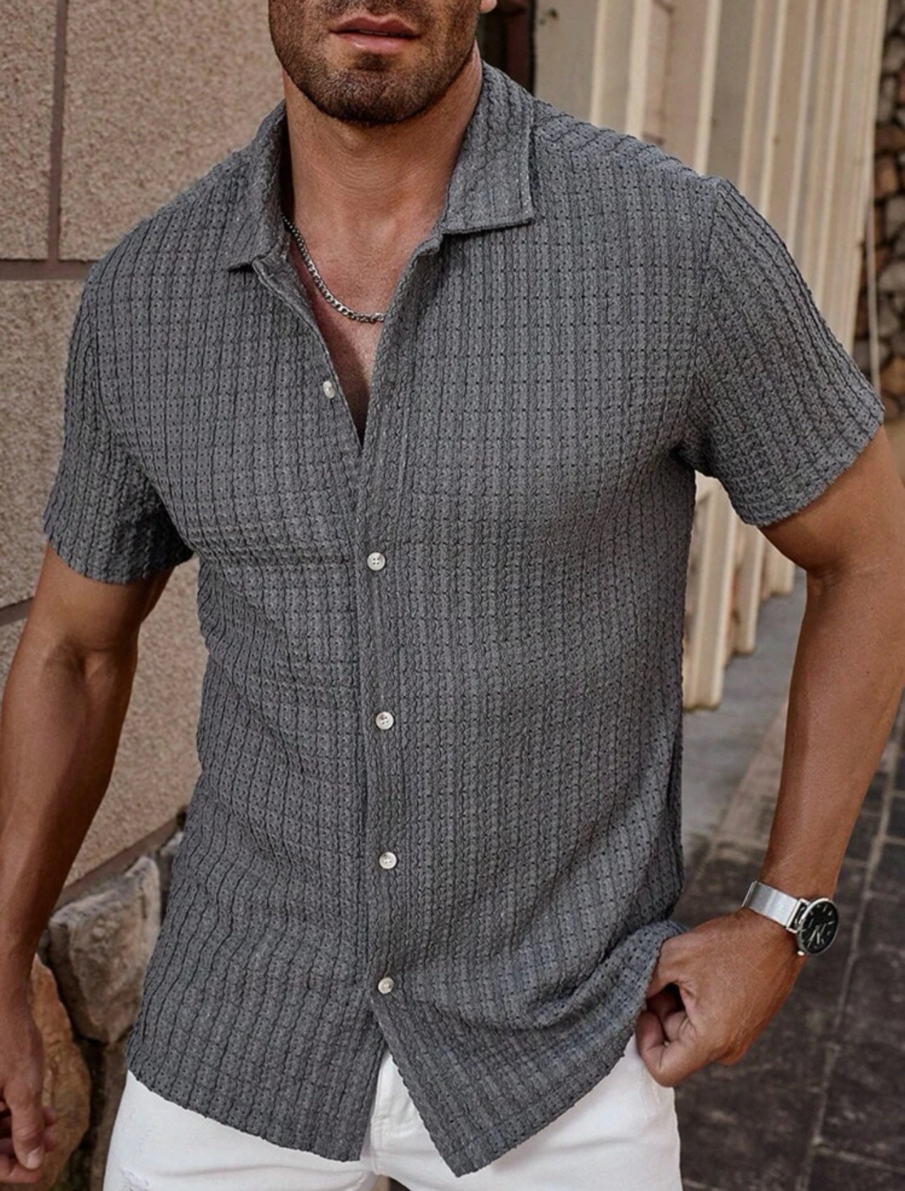 Men's Slim Fit Short Sleeve Casual Shirt 9