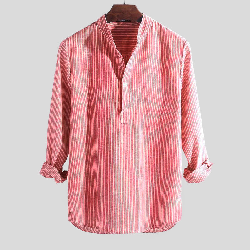 Men's Striped Henley Shirt for Casual Wear 1