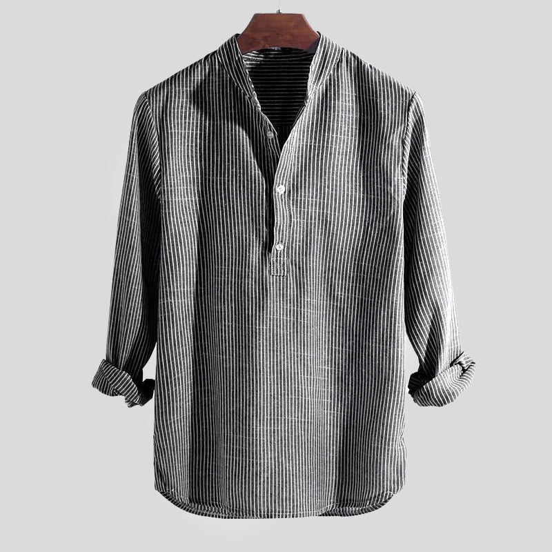 Men's Striped Henley Shirt for Casual Wear 2
