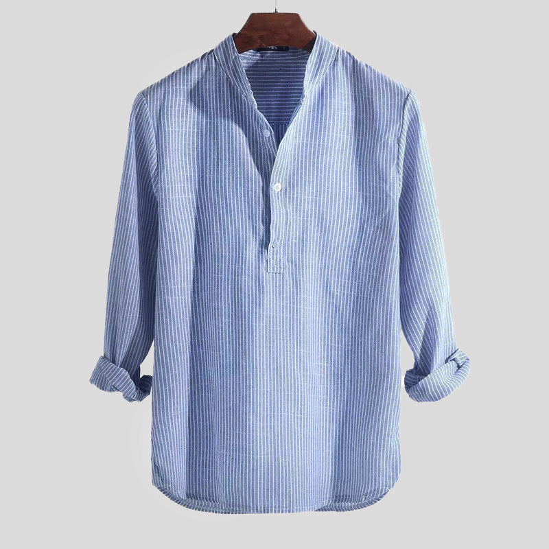 Men's Striped Henley Shirt for Casual Wear 3