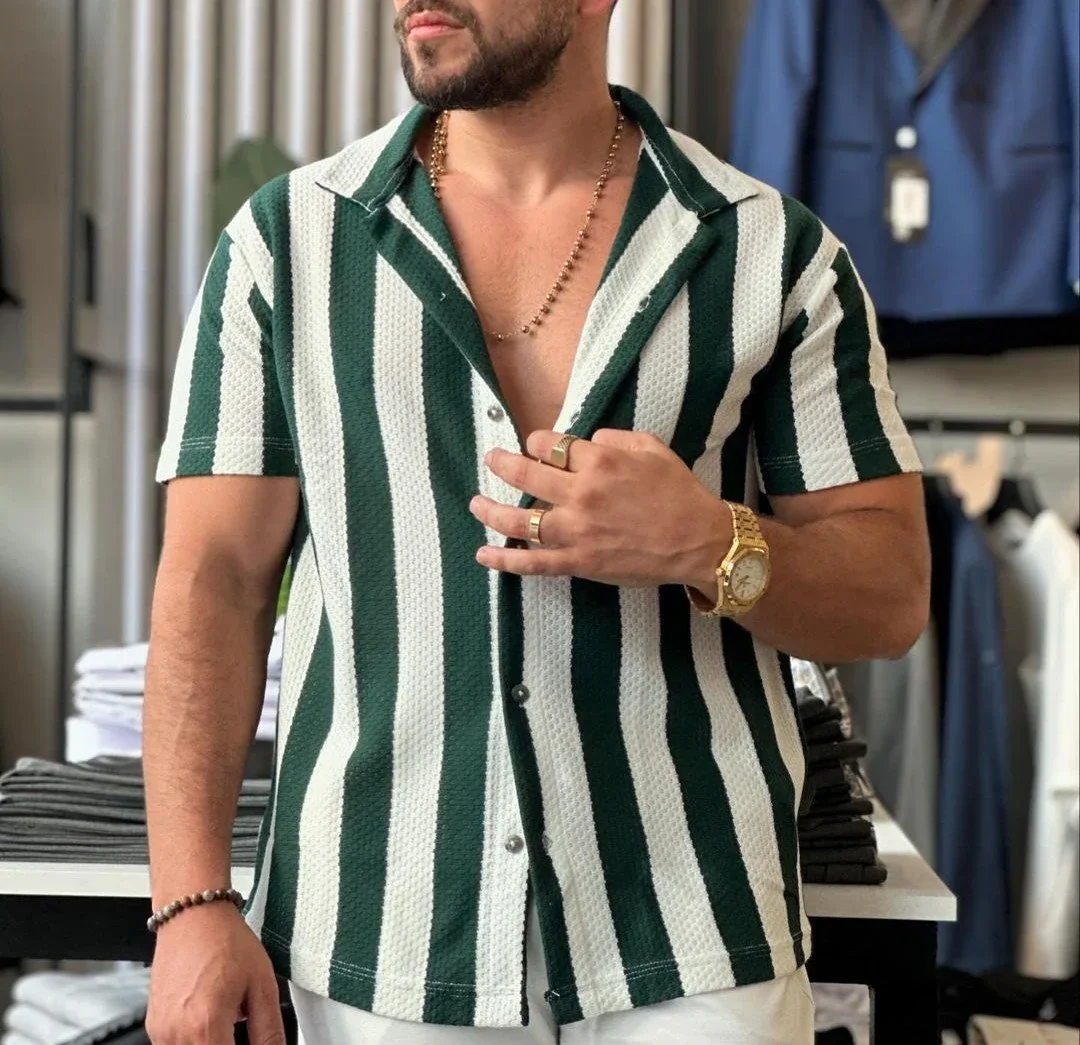 Men's Striped Short Sleeve Shirt 3