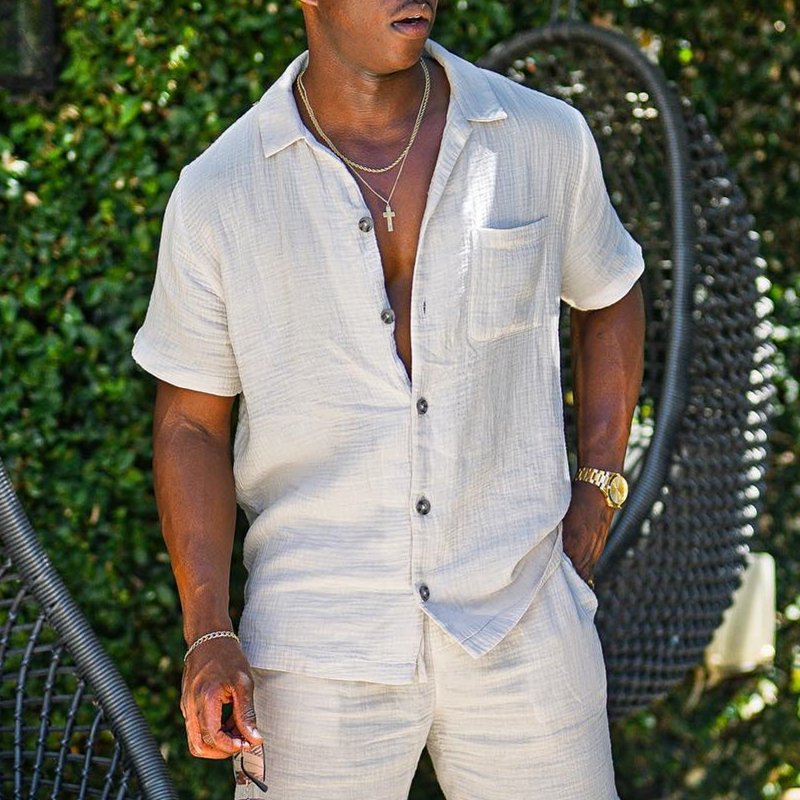 Men's Summer Set - Relaxed Hawaiian Shirt and Shorts 0