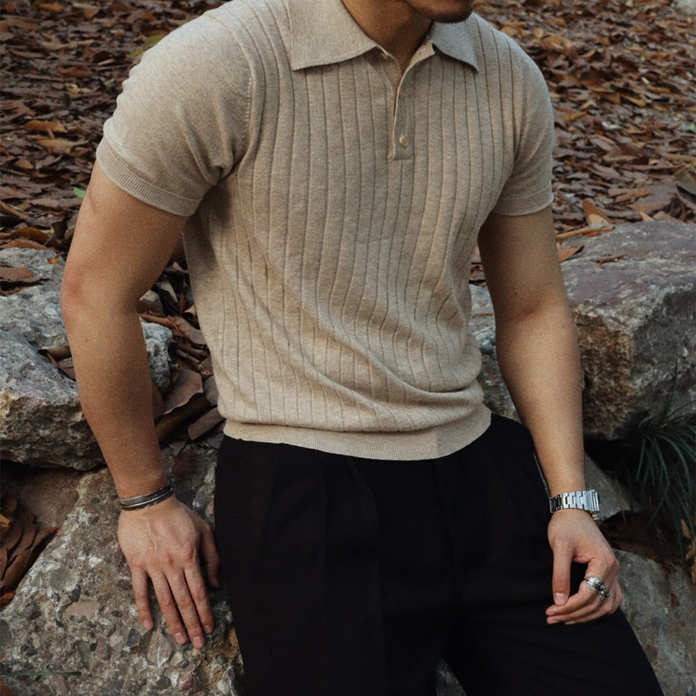 Men's Vintage Polo Shirt - Classic Striped Design 0