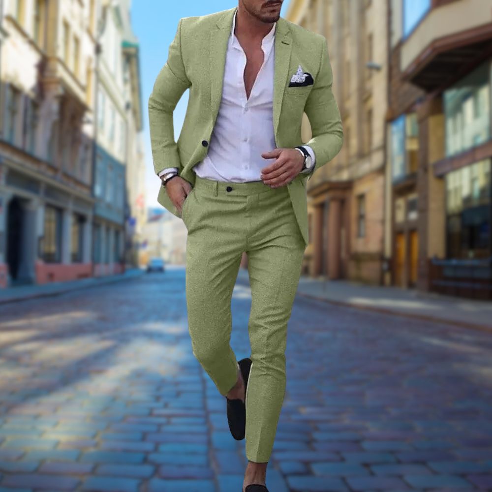 Variant image for Men's Polyester-Rayon Blend Slim Fit Suit-13