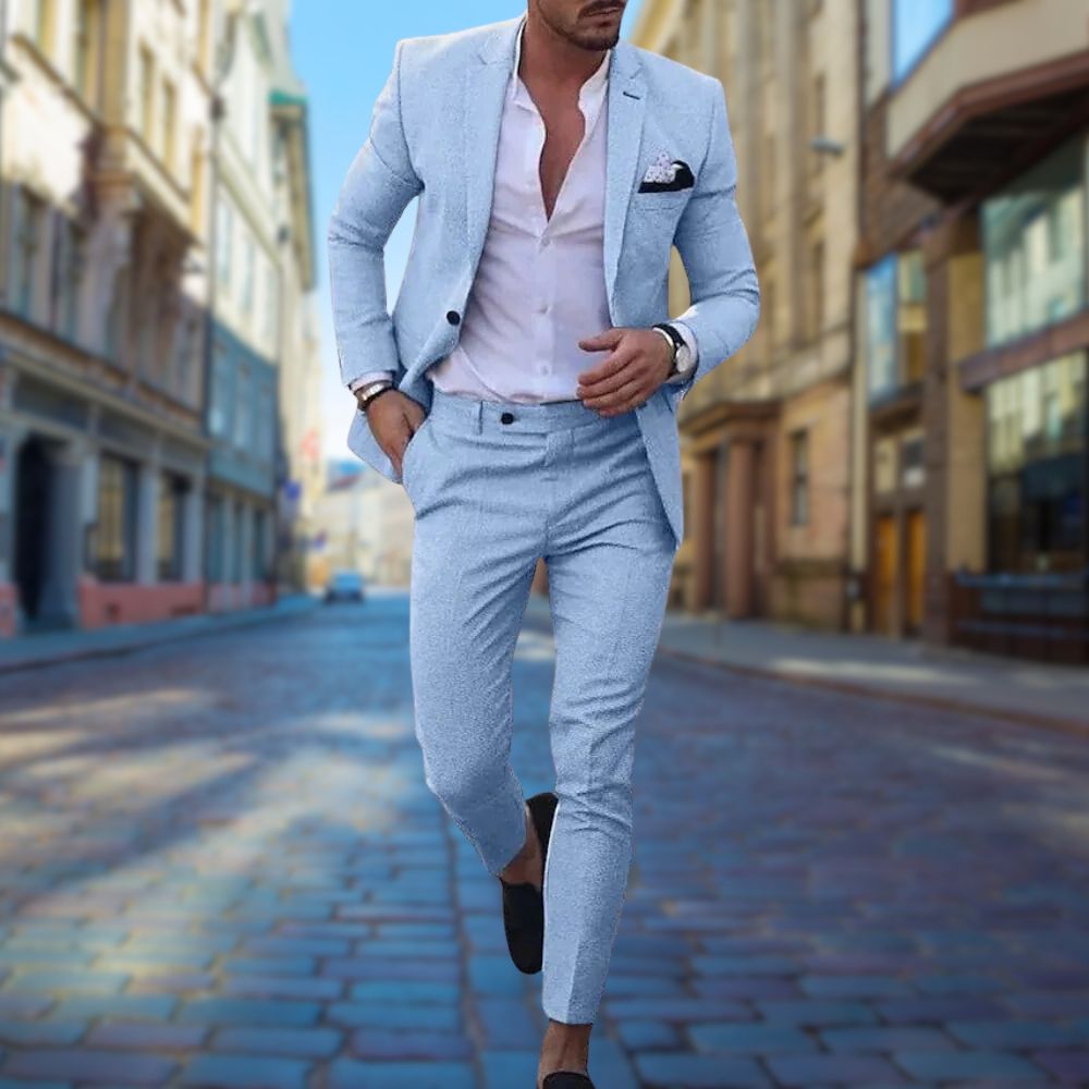 Men's Polyester-Rayon Blend Slim Fit Suit-5