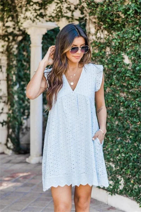 Mini Dress - Sleeveless Clean Silhouette And Easy Movement