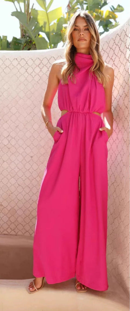 Women's Rayon Jumpsuit Wide Leg Sleeveless-2