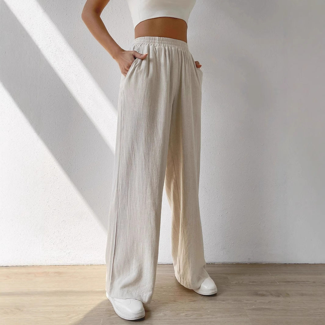 Women's Linen Wide Leg Pants High Waist-1