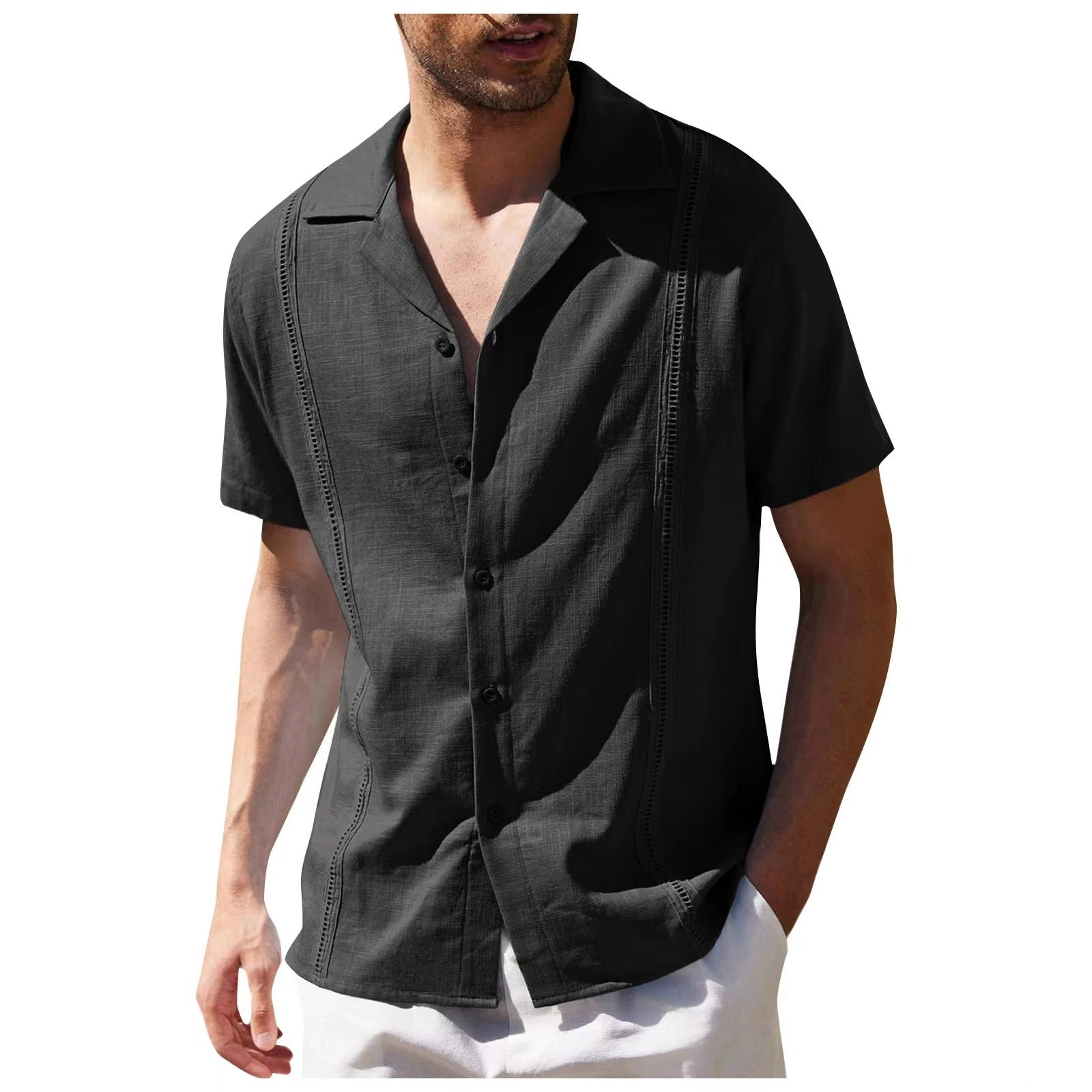 Men's Cotton Casual Beach Shirt-2