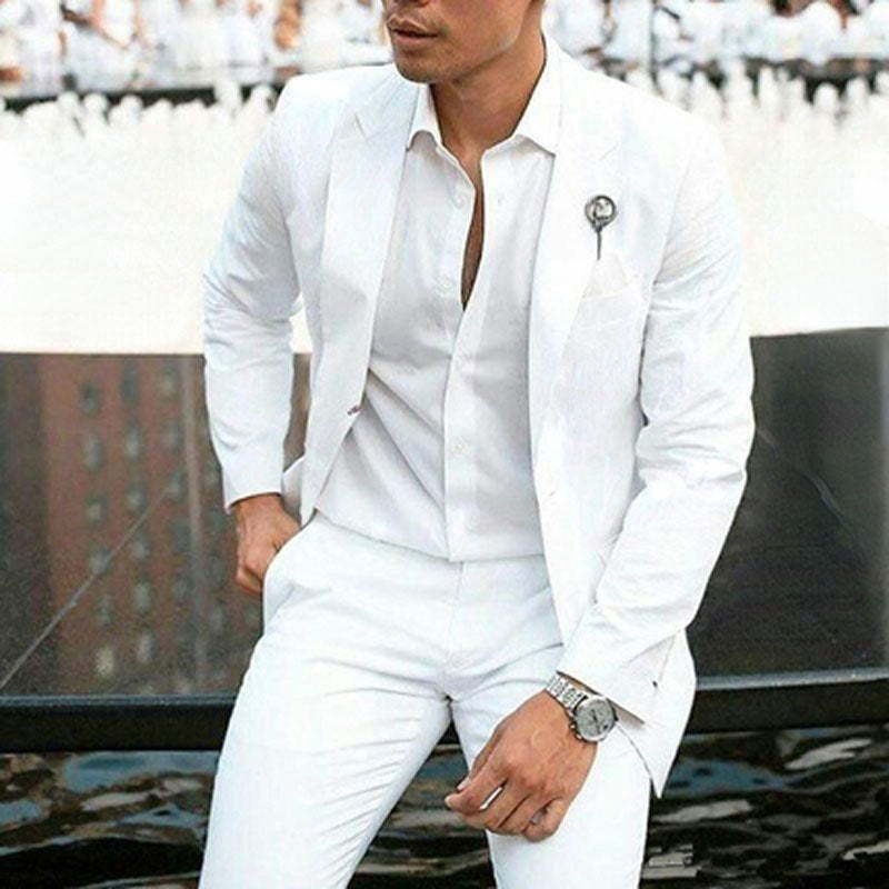 Men's Wool Mix Slim Fit Suit for Weddings and Groomsmen 2