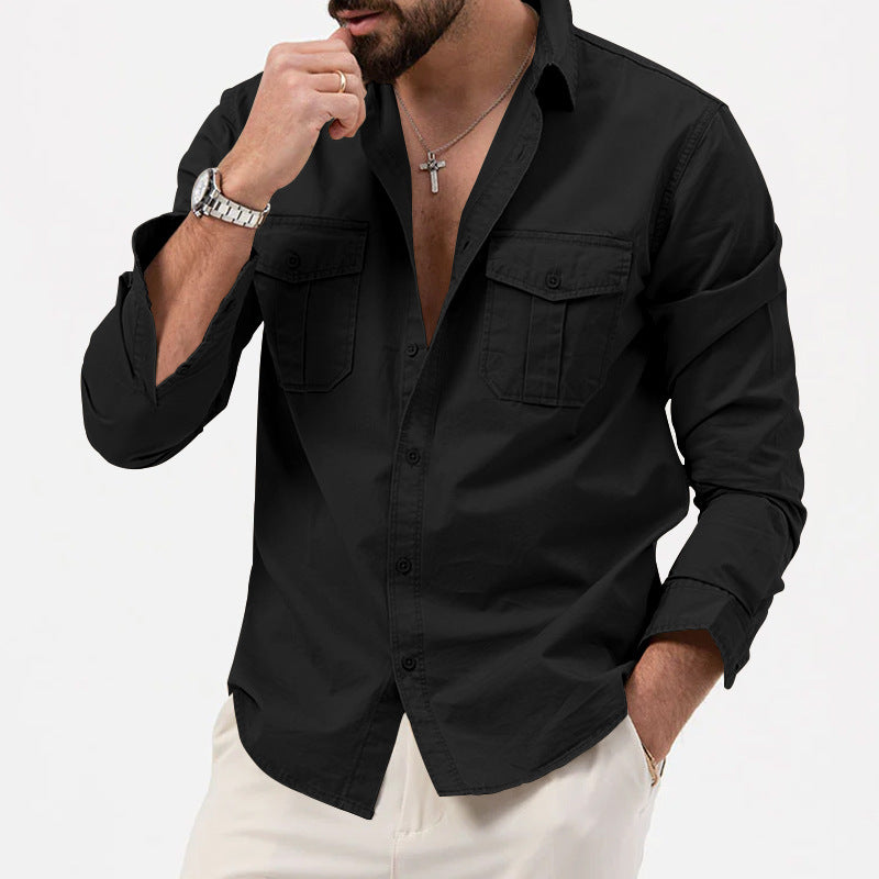Men's Cotton Blend Dress Shirt Long Sleeve Classic Fit 1