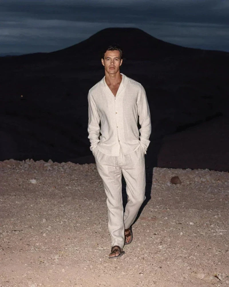 Men's Linen Shirt and Pants Set 3