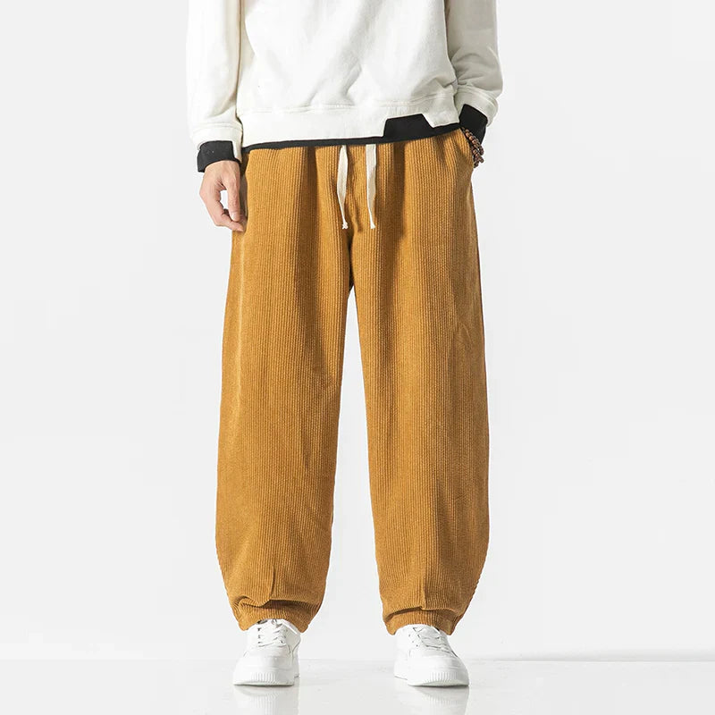 Pants – Loose Corduroy Blend Wide Legs & Drawstring Waist