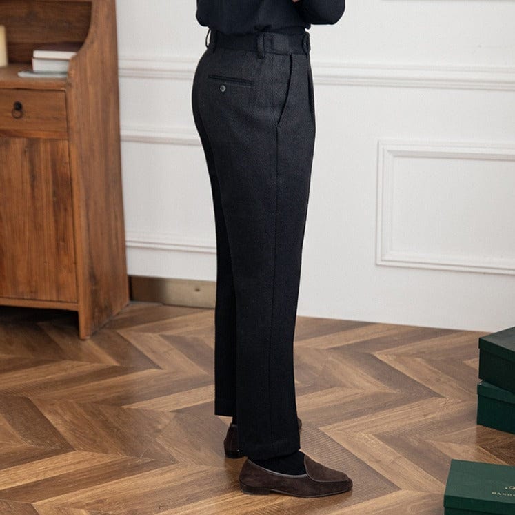 Pants - Polyester Blend Herringbone & Neat Drape And Ease