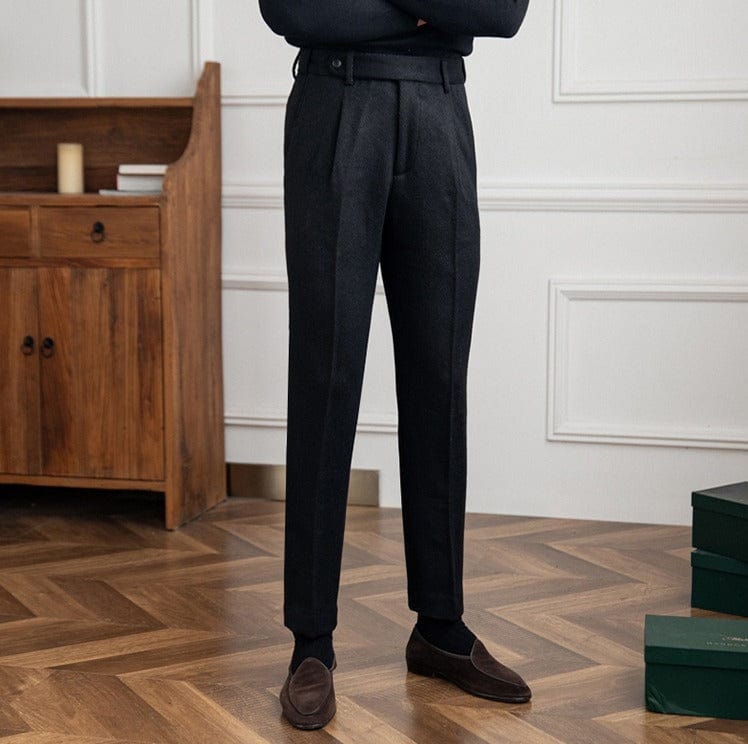 Pants - Polyester Blend Herringbone & Neat Drape And Ease