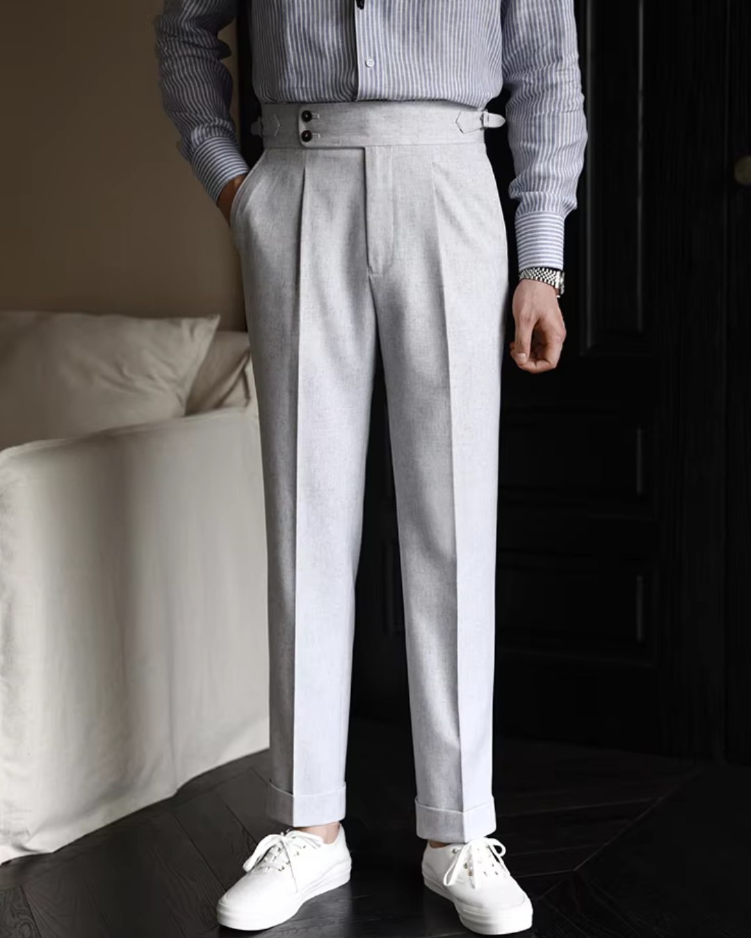 Pants - Polyester Blend High Waist & Structured Shape