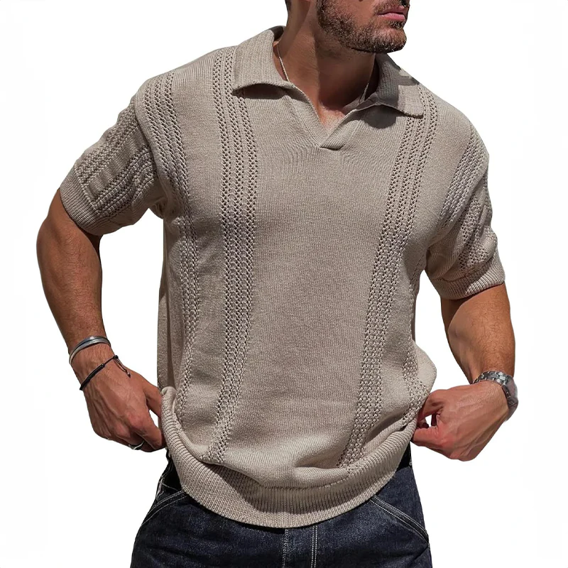 Polo Shirt - Breathable Knit Blend Fold Collar And Airflow