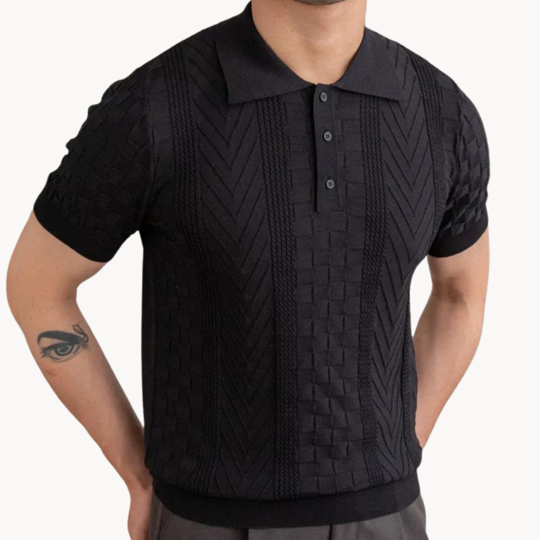 Polo Shirt – Jacquard Textured Blend And Slim Tailored Fit