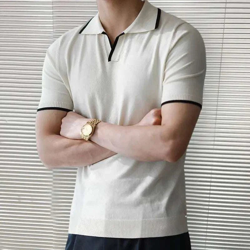 Polo Shirt - Knit Blend Collar And Flexible Movement