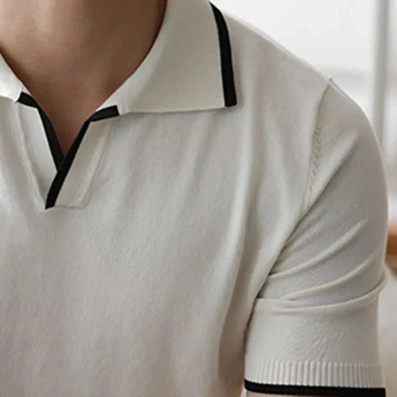 Polo Shirt - Knit Blend Collar And Flexible Movement